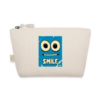 Laughing Blue Cartoon Face - Organic Pouch - nature - Front