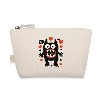 Heart Monster with Huge Teeth - Organic Pouch - nature - Front
