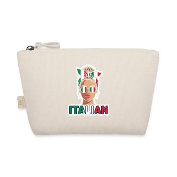 Italienisches Mädchen mit Flaggen-Sonnenbrille - Bio-Täschchen - Natur - Vorne