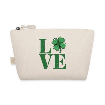 Love Kleeblatt Vintage Grün - Bio-Täschchen - Natur - Vorne