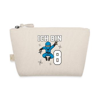 Ich bin 8 Ninja 8. Geburtstag blau Karate - Bio-Täschchen - Natur - Vorne