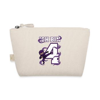 I'm 4 Ninja 4th Birthday Purple Karate - Organic Pouch - nature - Front