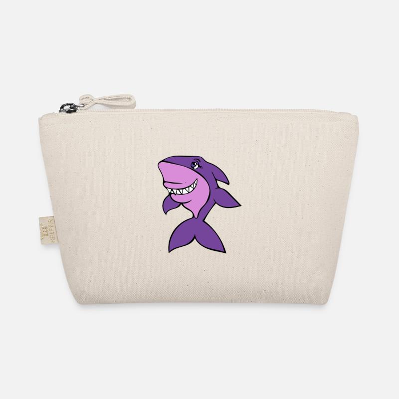 Purple Shark Cartoon Grin Organic Pouch