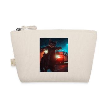 Nachtkatze auf Motorrad Noir - Bio-Täschchen - Natur - Vorne