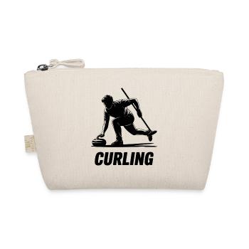 Curling Man Athlete Action Silhouette - Organic Pouch - nature - Front