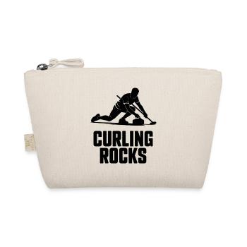 Curling Rocks Winter Sports Silhouette Man - Organic Pouch - nature - Front