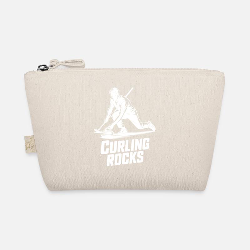 Curling Rocks Wintersport Silhouette Man Bio-Täschchen