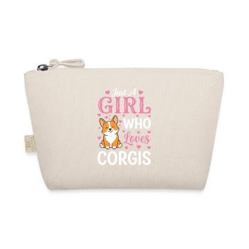 Corgi Gift for Girl Dog Love Heart - Organic Pouch - nature - Front