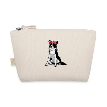 Border Collie Rotes Bandana Niedliches Hundeporträt - Bio-Täschchen - Natur - Vorne