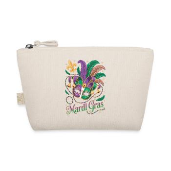 Mardi Gras T-Shirt – Jester Mask with Feathers - Organic Pouch - nature - Front