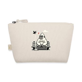 Gorilla on Bench with Curious Bird - Organic Pouch - nature - Front