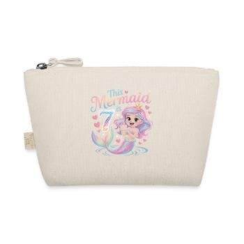 Mermaid 7th Birthday 7 Years - Organic Pouch - nature - Front