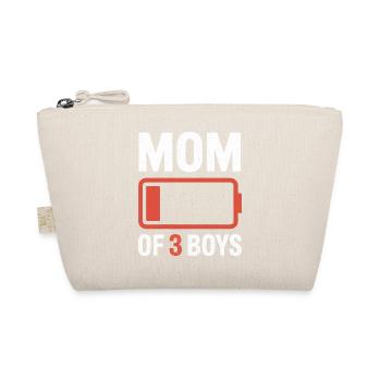 Mom of 3 Boys Battery Graphic - Organic Pouch - nature - Front