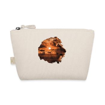 Lion Savannah Sunset Double Exposure Design - Organic Pouch - nature - Front