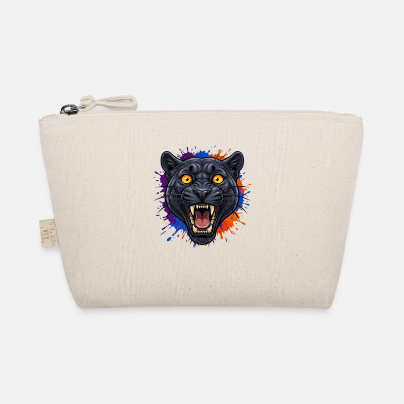 Schwarzer Pantherkopf mit Farbklecks Organic Pouch