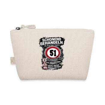 Treat Gently Traffic Sign 51 Birthday - Organic Pouch - nature - Front