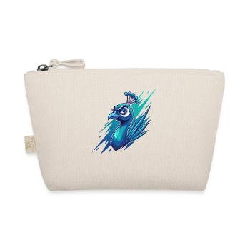 Neon Blue Peacock Head - Organic Pouch - nature - Front
