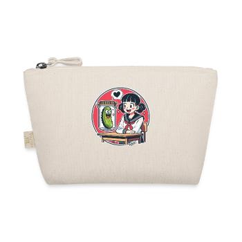 Kawaii Pickle in a Jar and schoolgirl at School - Organic Pouch - nature - Front