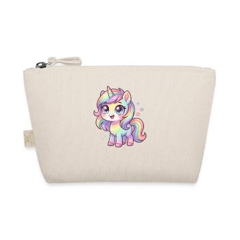 Pastellregen-Einhorn Chibi - Bio-Täschchen - Natur - Vorne