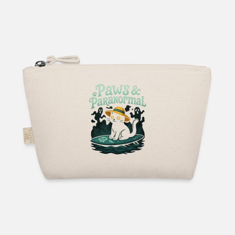 Paws & Paranormal: Black Cat Surfs with Ghost Organic Pouch