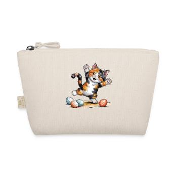 Cats Easter T-Shirt – Cat with Easter Eggs - Organic Pouch - nature - Front
