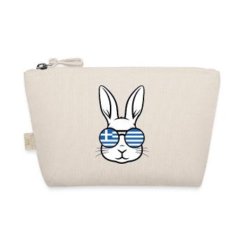 Greek Easter Greek Flag Easter Rabbit Bunny - Organic Pouch - nature - Front