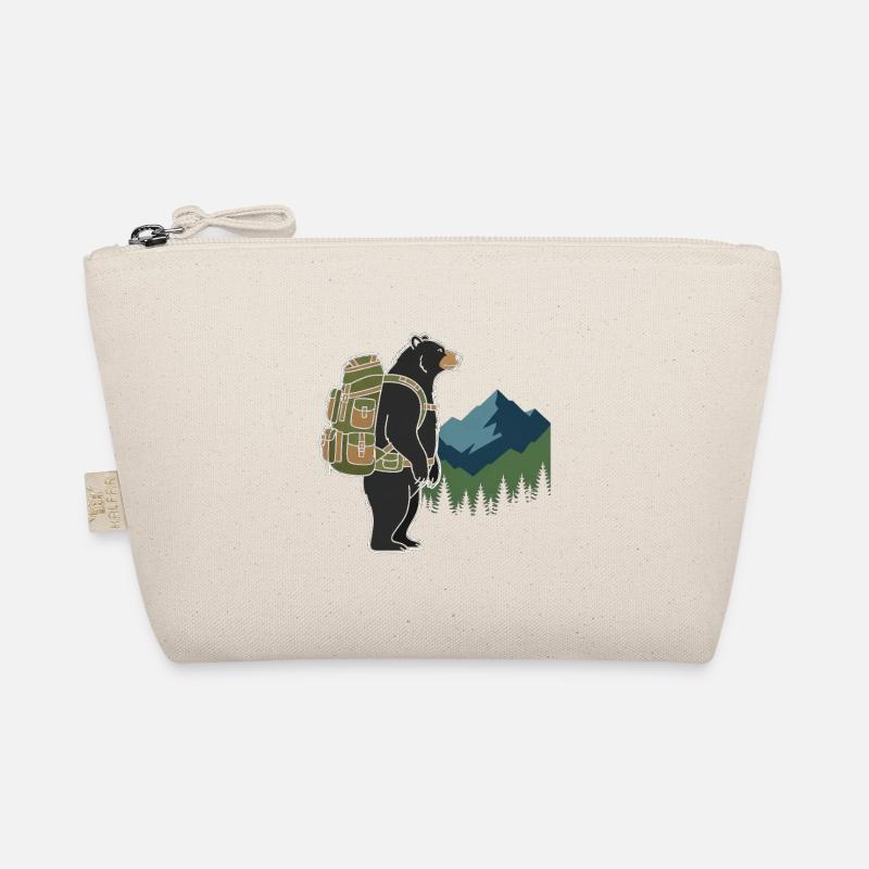 Bear with backpack in front of mountain landscape Organic Pouch
