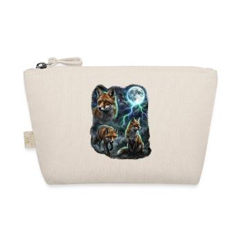 DREI Wilde Füchse mit Mond Wildlife-Designs - Bio-Täschchen - Natur - Vorne
