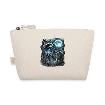 DREI Wilde Waschbären mit Mond Wildlife-Designs - Bio-Täschchen - Natur - Vorne