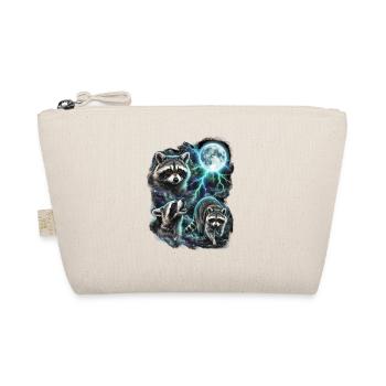 DREI Wilde Waschbären mit Mond Wildlife-Designs - Bio-Täschchen - Natur - Vorne