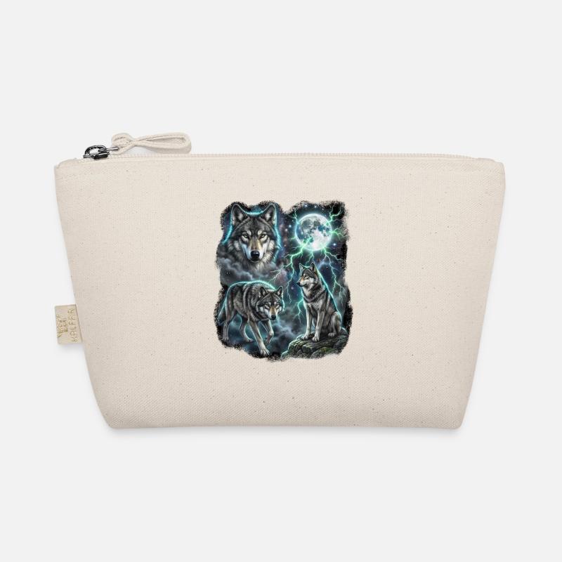 THREE Wild Wolves with Moon Wildlife Designs Organic Pouch