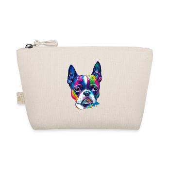 Colorful Boston Terrier Oil Paint Dog Portrait - Organic Pouch - nature - Front