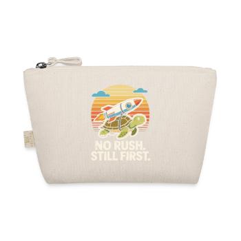 No Rush Still First Funny Turtle Rocket Retro - Organic Pouch - nature - Front
