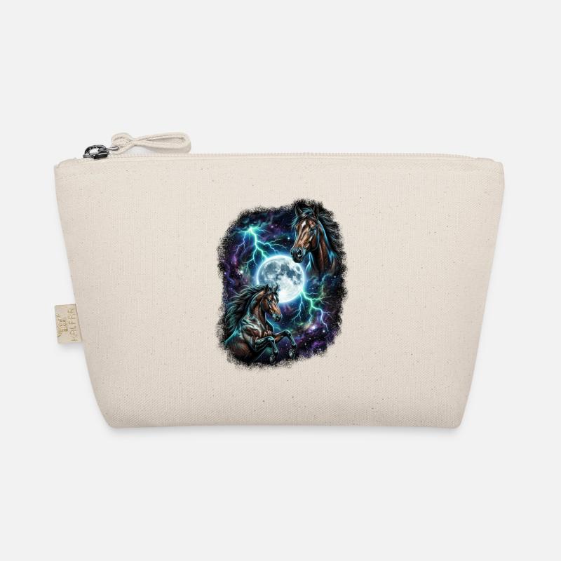 Zwei Wilde Pferde mit Mond Wildlife-Designs Bio-Täschchen