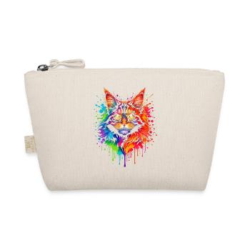 Maine Coon Neon | Katzenkunst Pop Art - Bio-Täschchen - Natur - Vorne