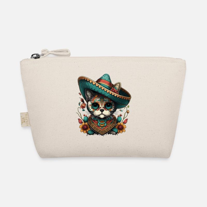 Sugar Skull Sombrero Cat Mexican Cinco De Mayo Organic Pouch