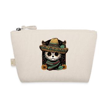 Mexican Cat Cinco De Mayo Sugar Skull Sombrero - Organic Pouch - nature - Front
