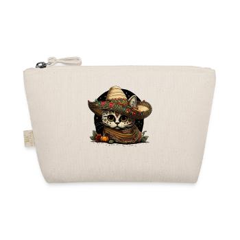 Sugar Skull Cat in Mexican Sombrero - Organic Pouch - nature - Front
