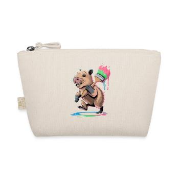 Funny Capybara with Colorful Brush Paint Blobs - Organic Pouch - nature - Front