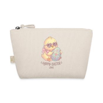Pastel Chicken with Heart Glasses Easter Eggs - Organic Pouch - nature - Front