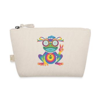 Frog T-Shirt Peace Symbol Hippie Style - Organic Pouch - nature - Front