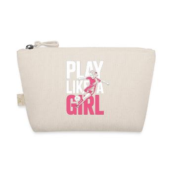 T-shirt de fille de foot joue comme un fußball de fille - Trousse biologique - nature - Devant