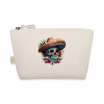 Vibrant Sugar Skull in Sombrero - Organic Pouch - nature - Front