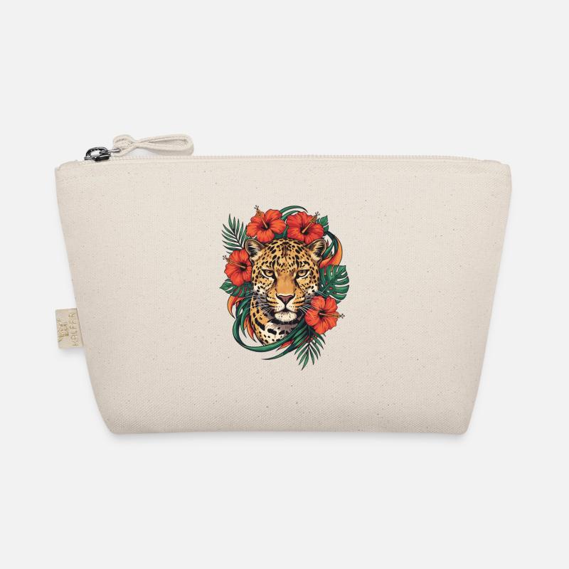 Leopard head in tropical flair Organic Pouch