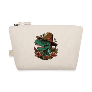 Dinosaur Sugar Skull Floral Rex with Wide Hat - Organic Pouch - nature - Front