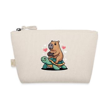 Gamer duo capybara on turtle - Organic Pouch - nature - Front
