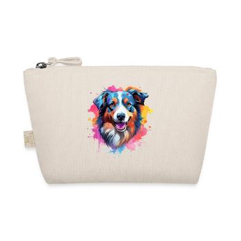 Farbenfrohe Splash-Kunst Australischer Schäferhund - Bio-Täschchen - Natur - Vorne