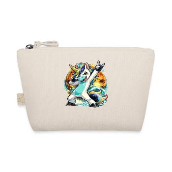 Sommer Einhorn im Dabbing Sunset Beach Stil - Bio-Täschchen - Natur - Vorne