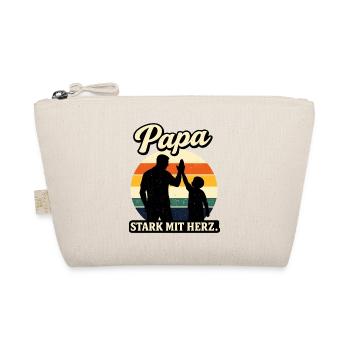Papa Stark mit Herz Vater Kind Retro Motiv - Bio-Täschchen - Natur - Vorne