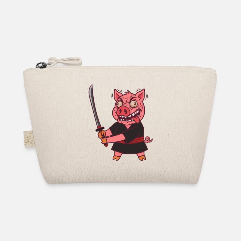 Verrücktes Samurai Schwein mit Schwert Bio-Täschchen
